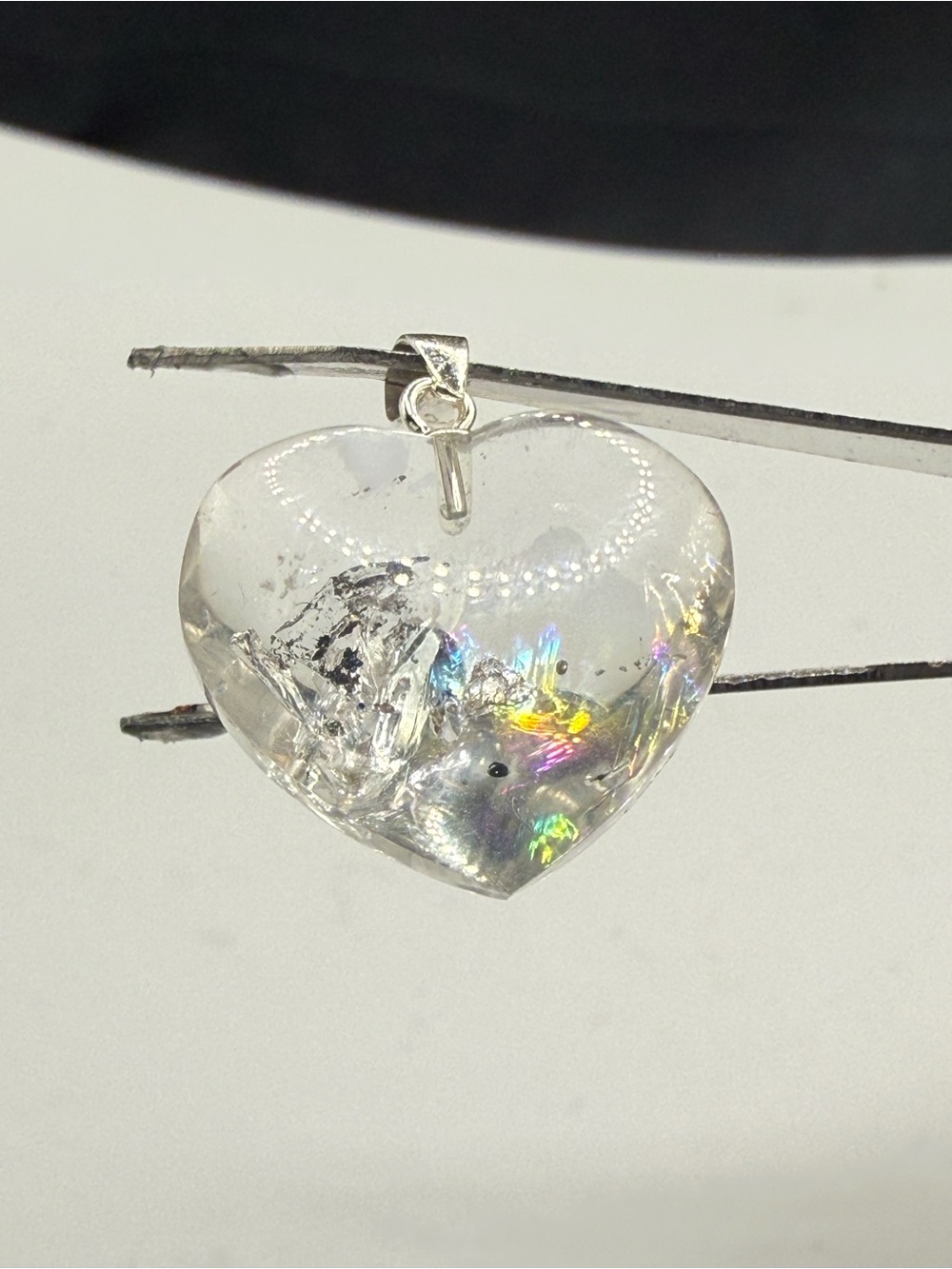 Rainbow Enhydro Heart Pendant - Moving Carbon